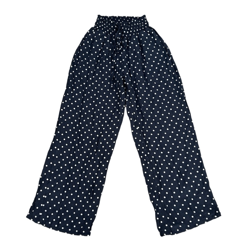 Sorrento Navy Blue Polka Dot Summer Beach Wide Leg Pants